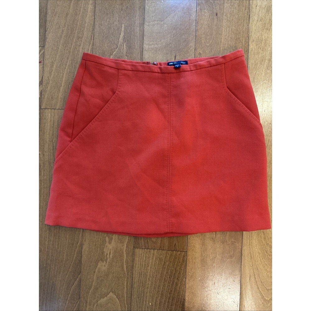 Gap Women's Rust Burnt Orange Pocket Mini Lined Skirt Stretch Size 8
